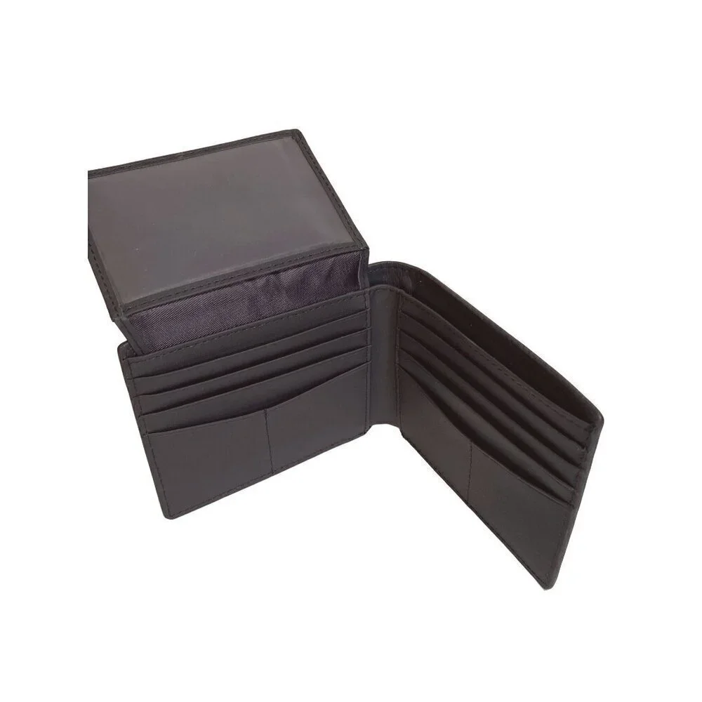 Men’s Bifold Black Wallet Interior Card Slots ID Window NWB‎